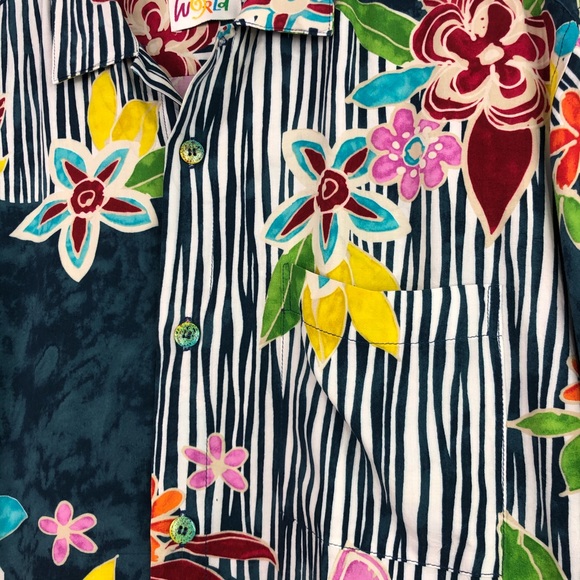 Jams World Floral Hawaiian Tropical Button Shirt - Picture 3 of 4